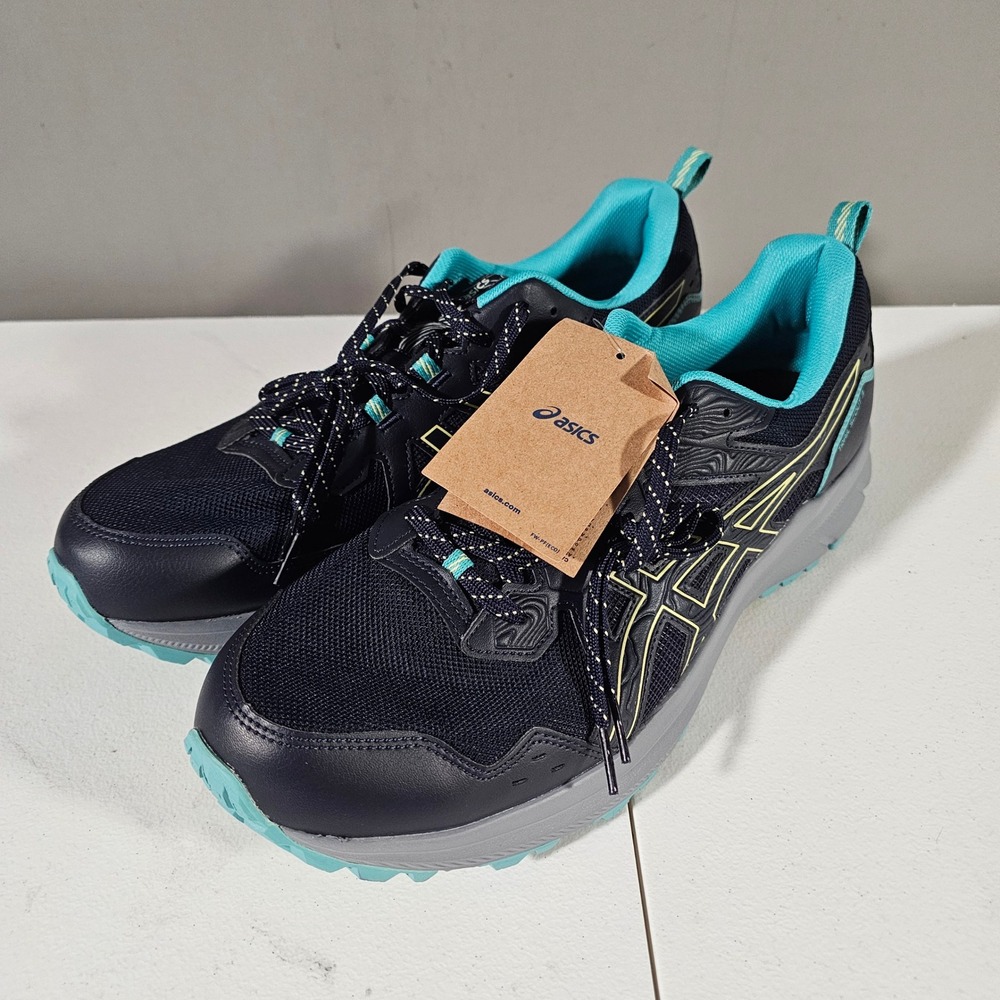 Asics Trail Scout 3 Men Size 14 Black Teal Trail‎ Running Shoes 1011B700